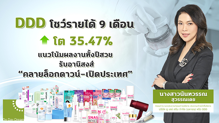 DDD เปิดงบ 9 เดือน ปี 64 รายได้โต 35%