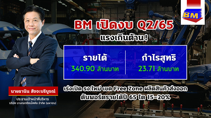 BM อวดรายได้ Q2/65 โต 20%