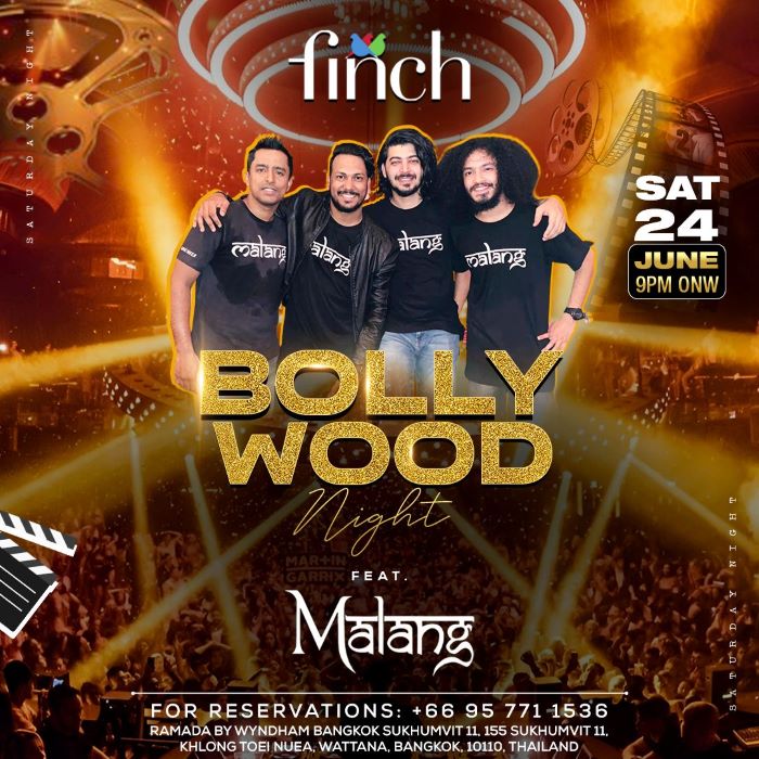 ฟินช์ ชวนคุณมาแดนซ์ระเบิดเอเนอร์จี้กับ  BOLLYWOOD NIGHT: MALANG THE BAND & DJ Sagar  สนุกสุดเหวี่ยงกับ Indian Mix Music ที่จะเปลี่ยนภาพจำของคุณไปอย่างสิ้นเชิง!