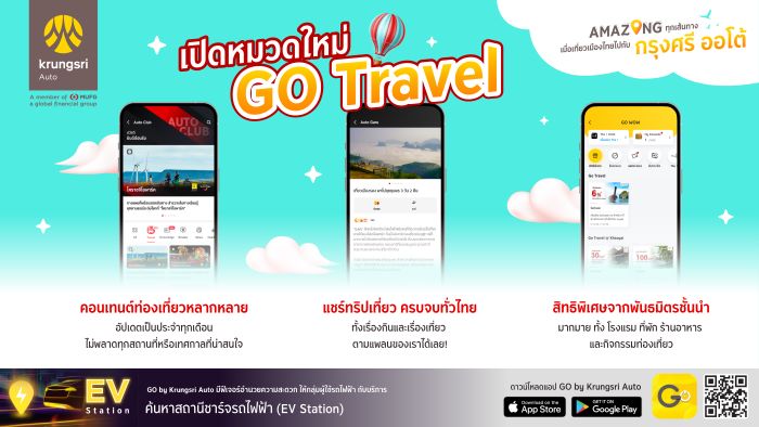 กรุงศรี ออโต้  เปิดบริการ GO Travel  บนแอปพลิเคชัน GO by Krungsri Auto พร้อมรับสิทธิพิเศษตลอดการเดินทางปี 67