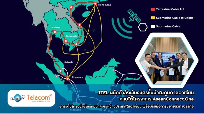 ITEL ผนึกกำลังพันธมิตรชั้นนำในภูมิภาคอาเซียน   ภายใต้โครงการ AseanConnect.One  ยกระดับโครงข่ายโทรคมนาคมระหว่างประเทศในอาเซียน   พร้อมรับมือการขยายตัวทางธุรกิจ