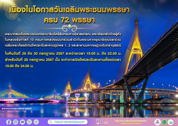 เนื่องในโอกาสวันเฉลิมพระชนมพรรษา ครบ 72 พรรษา