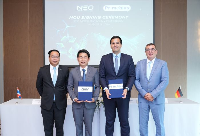 NEO MOBILITY ASIA จัดพิธีลงนาม MOU กับ PRIMOBIUS ผู้นำด้านการรีไซเคิลแบตเตอรี่จากเยอรมนี เพื่อศึกษาความเป็นไปได้ ในการต่อยอดธุรกิจแบบครบวงจร