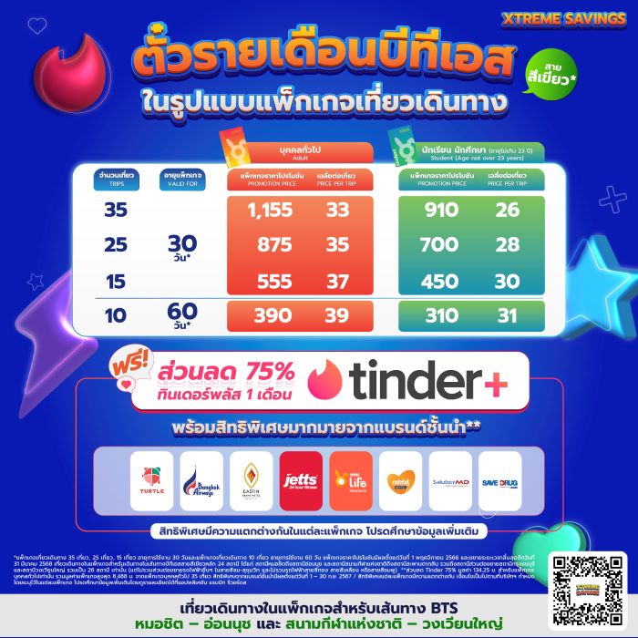 ตั๋วรายเดือนบีทีเอส Xtreme Savings